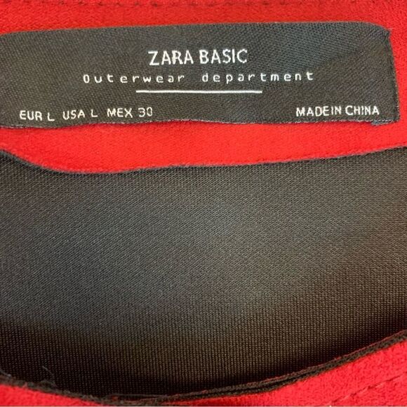 ZARA red faux suede coat Sz L - Picture 11 of 15